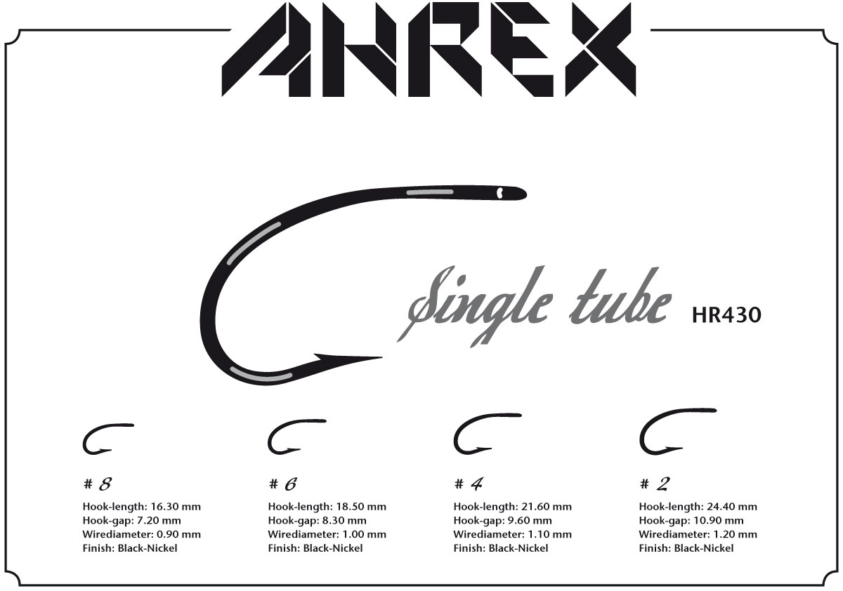 Ahrex Hr430 Tube Single #2 Fly Tying Hooks Black Nickel Tube Fly Single Hook